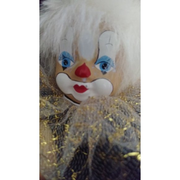 Vintage 8'' Mardi Gras Jester Doll with Porcelain Head Clown Figure  Flawed - Picture 3 of 9